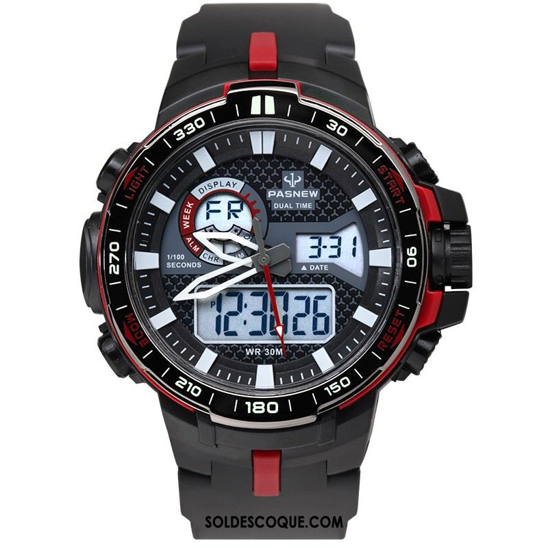 Montre Homme Sport Multifonctions Forces Spéciales Noir Rouge Soldes