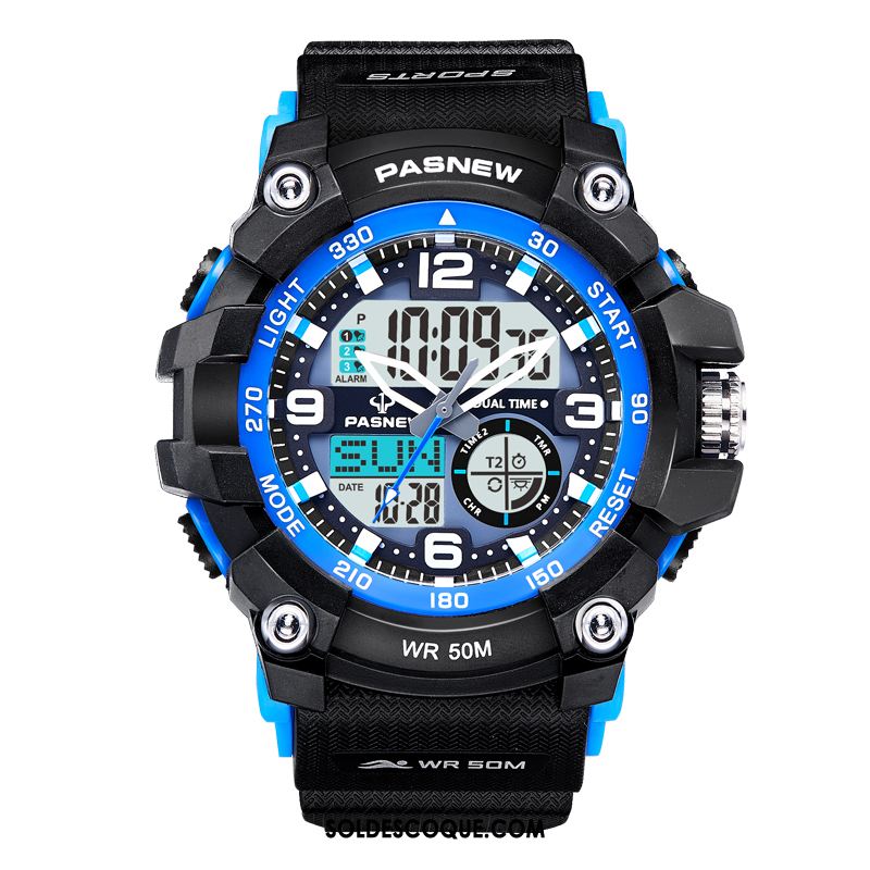 Montre Homme Sport Multifonctions Forces Spéciales Noir Rouge Soldes