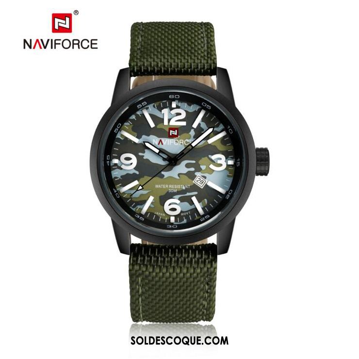 Montre Homme Toile Loisir Tendance Vert Étanche Pas Cher