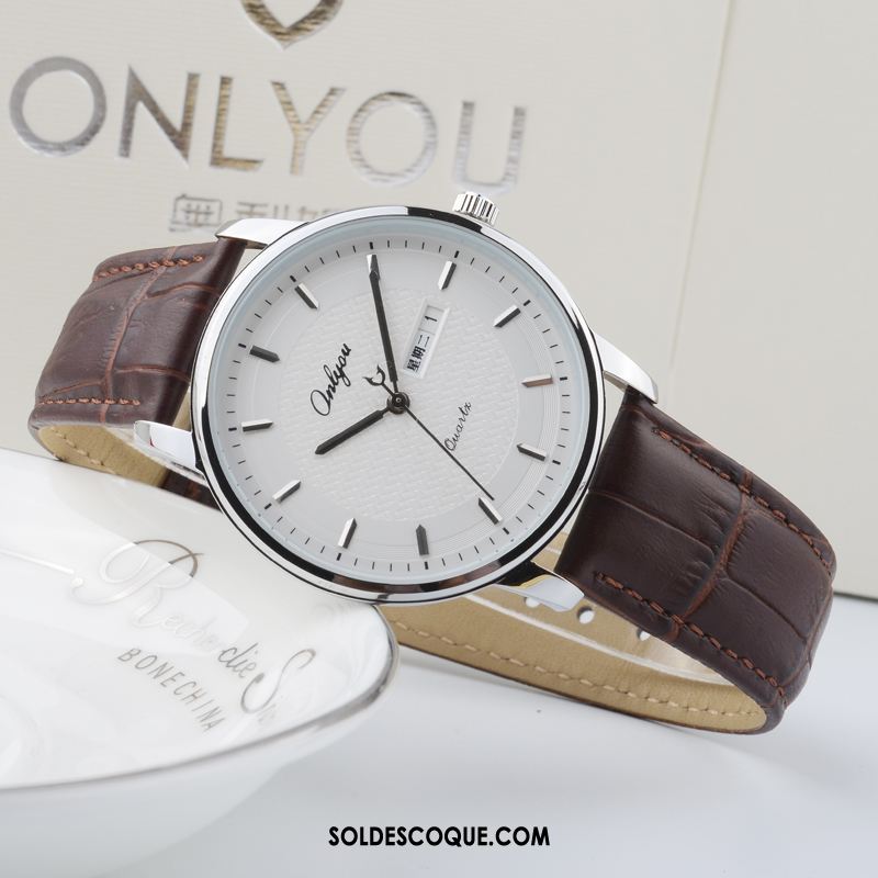 Montre Homme Ultra Double Calendrier Étanche Montre À Bracelet Ceinture Pas Cher