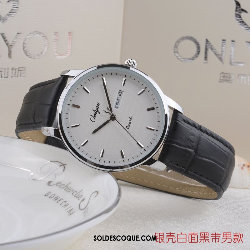 Montre Homme Ultra Double Calendrier Étanche Montre À Bracelet Ceinture Pas Cher