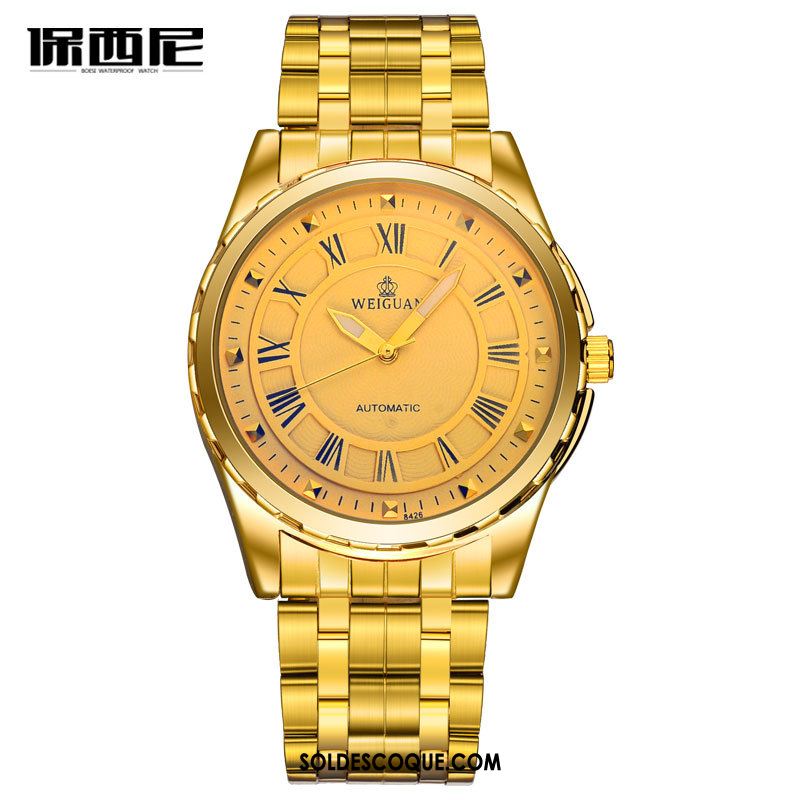 Montre Homme Étanche Montre À Quartz Montre À Bracelet Lumineux Acier Inoxydable Soldes