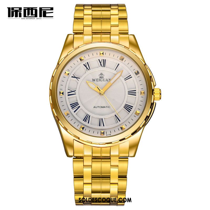 Montre Homme Étanche Montre À Quartz Montre À Bracelet Lumineux Acier Inoxydable Soldes