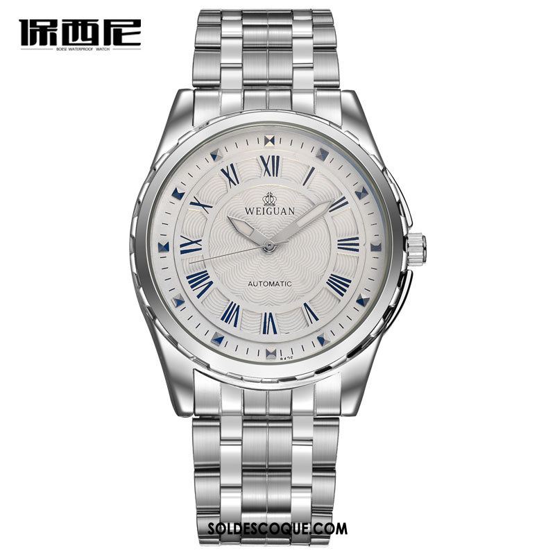 Montre Homme Étanche Montre À Quartz Montre À Bracelet Lumineux Acier Inoxydable Soldes