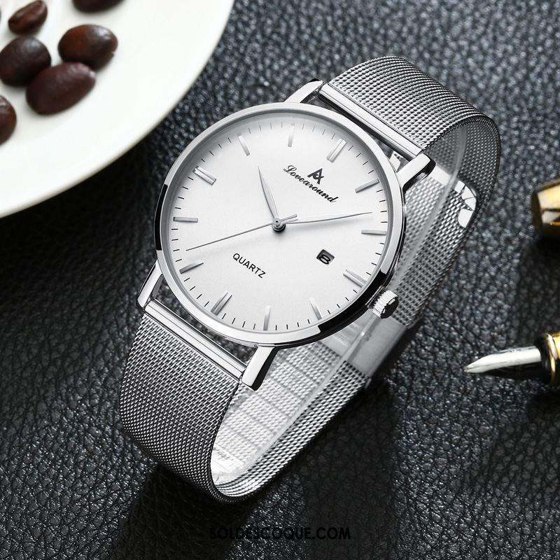 Montre Homme Étanche Étudiant Montre À Bracelet Montre À Quartz Argenté En Vente