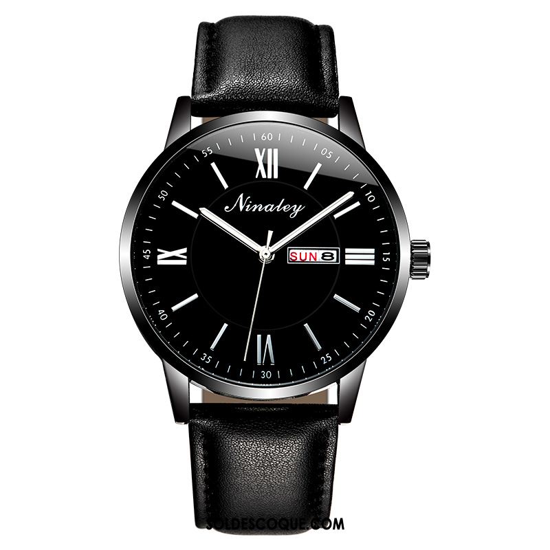 Montre Homme Étudiant Noir Montre À Quartz Le Nouveau Tendance Pas Cher