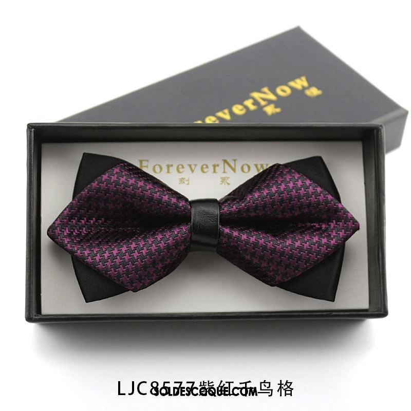 Nœud Papillon Homme Noir Vin Rouge Plaid Violet Mode En Vente