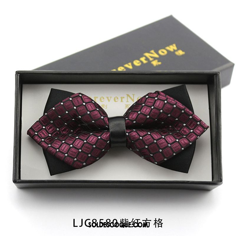 Nœud Papillon Homme Noir Vin Rouge Plaid Violet Mode En Vente