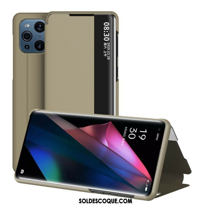 View Cover Oppo Find X3 / X3 Pro Simili Cuir Texturé