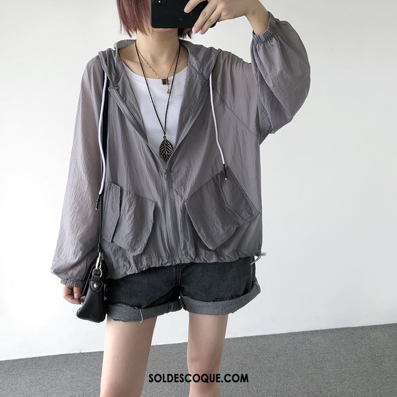 Vêtement Anti Uv Femme Anti-uv Très Mince Gris Cardigan Crème Solaire Soldes