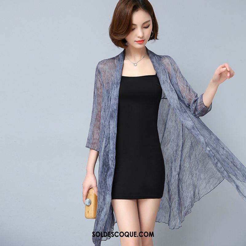 Vêtement Anti Uv Femme Cardigan Long Section Le Nouveau Bleu Châle En Ligne