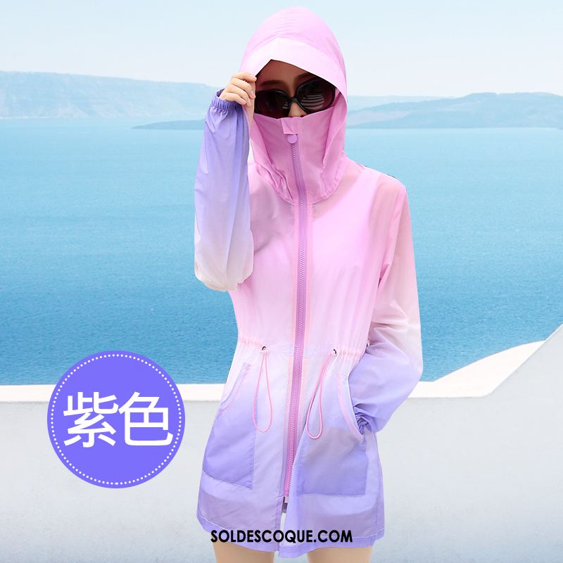 Vêtement Anti Uv Femme Crème Solaire Plage Section Mince Manteau Long Section Soldes