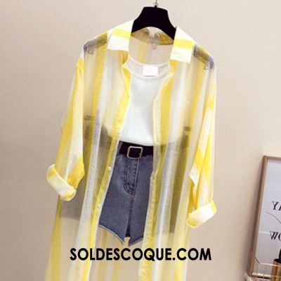 Vêtement Anti Uv Femme Mode Ultra Cardigan Jaune Été Soldes