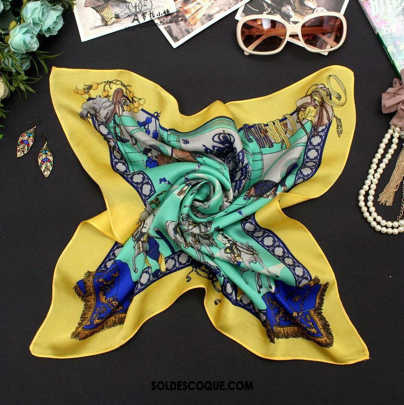 Écharpe Femme Foulard Grande Marque Petit Soie Mulberry Jaune Soldes