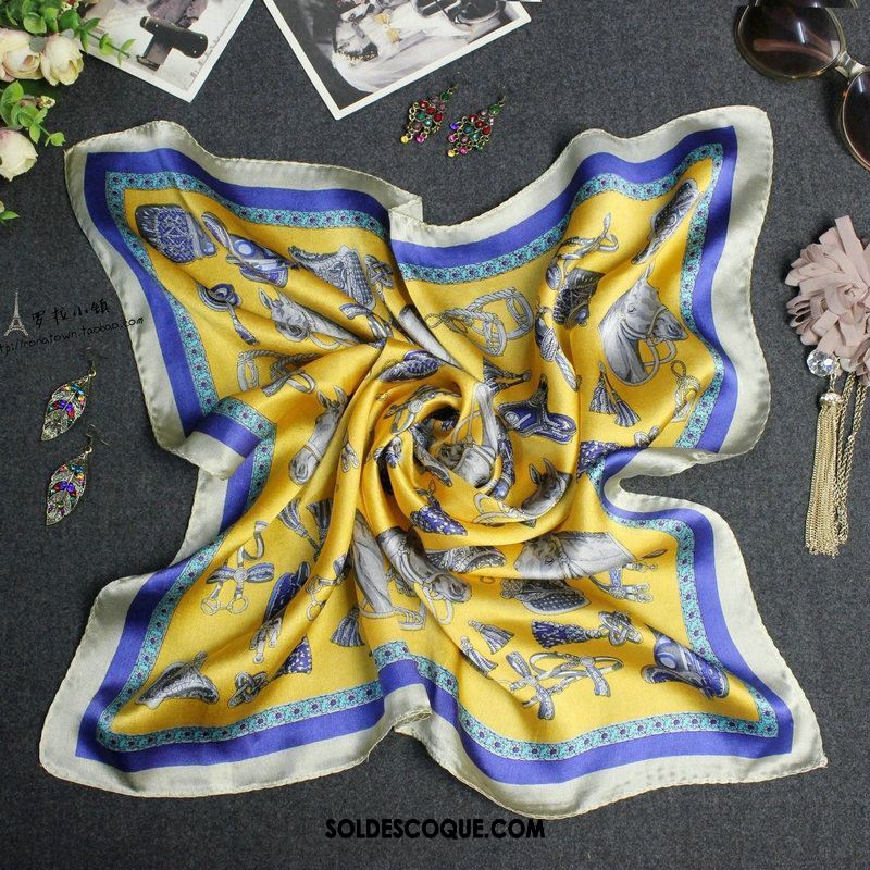 Écharpe Femme Foulard Grande Marque Petit Soie Mulberry Jaune Soldes