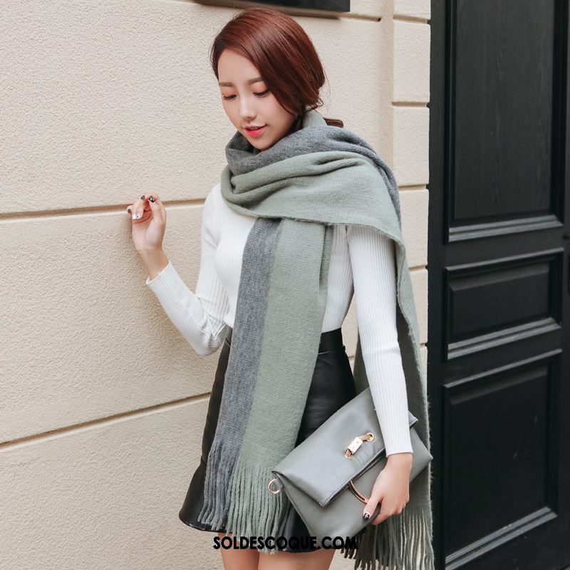 Écharpe Femme Hiver All-match Gris Couleur Du Sort Le Nouveau En Vente