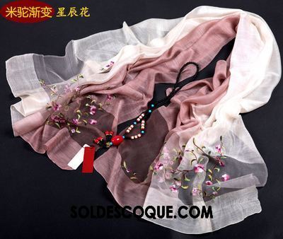 Écharpe Femme Hiver La Laine Soie Brodé Rose Soldes