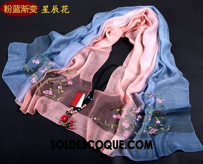 Écharpe Femme Hiver La Laine Soie Brodé Rose Soldes