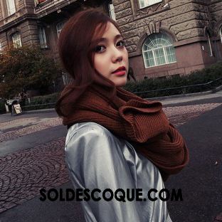 Écharpe Femme Hiver Rouge Garder Au Chaud Tricot Étudiant Soldes