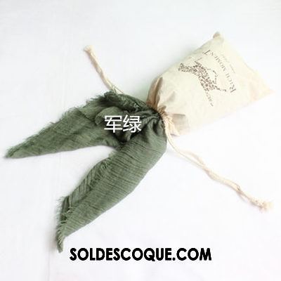 Écharpe Femme Été Vacances Crème Solaire Pure Couleur Lin Soldes