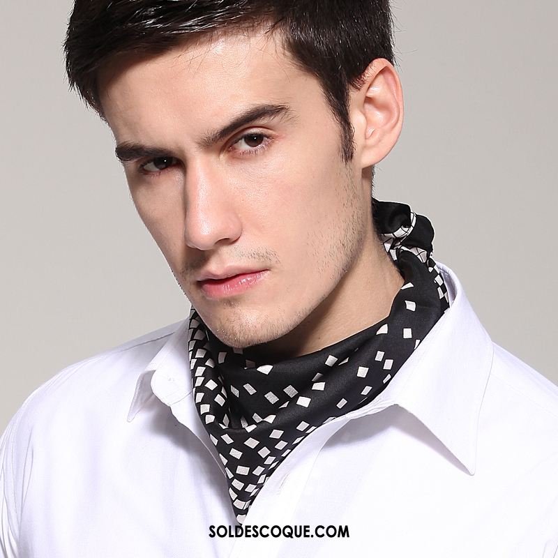 Écharpe Homme Noir Tendance Été Collier Soie Mulberry En Vente