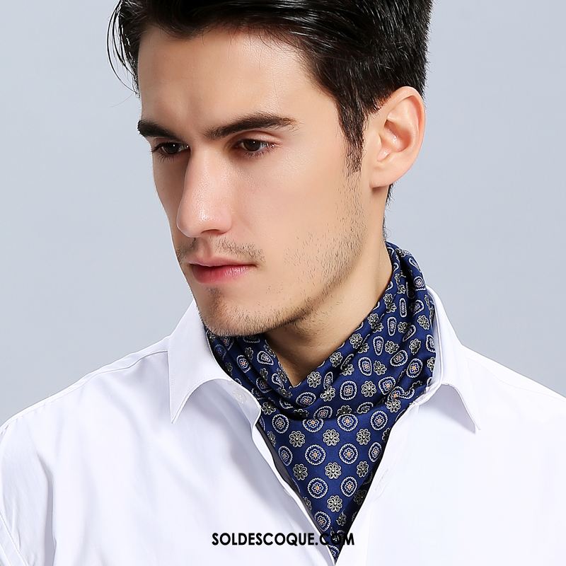 Écharpe Homme Noir Tendance Été Collier Soie Mulberry En Vente