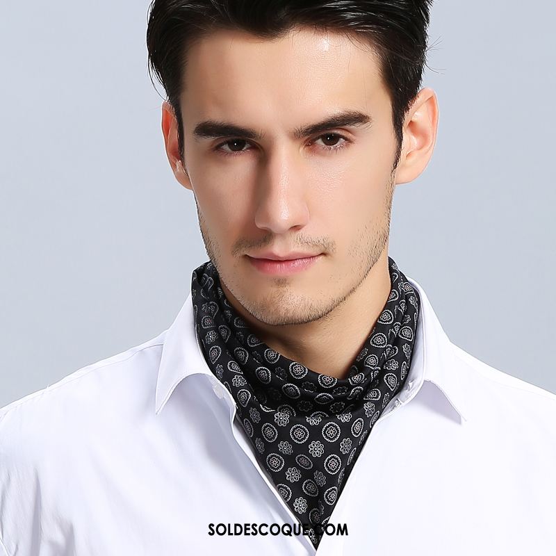 Écharpe Homme Noir Tendance Été Collier Soie Mulberry En Vente