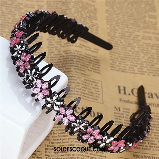 Épingle À Cheveux Femme Noir Diamant Fleur Antidérapant Bandes Cheveux En Vente