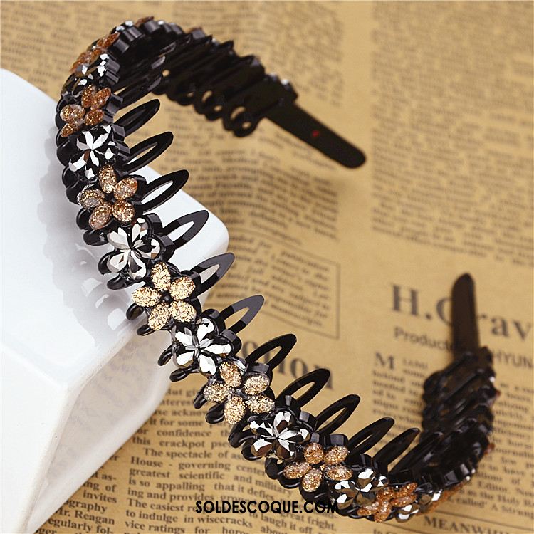 Épingle À Cheveux Femme Noir Diamant Fleur Antidérapant Bandes Cheveux En Vente