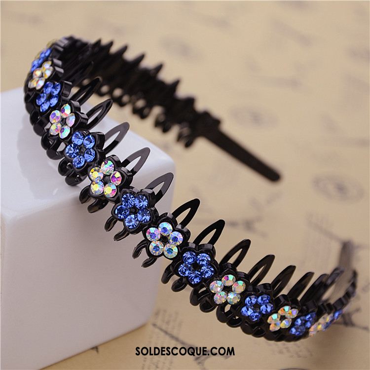 Épingle À Cheveux Femme Noir Diamant Fleur Antidérapant Bandes Cheveux En Vente