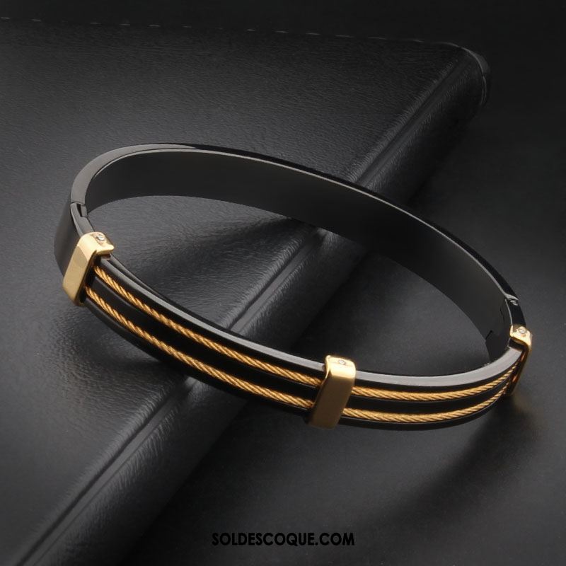 Bijoux En Argent Homme Noir Simple Tendance Mode Bracelet Pas Cher