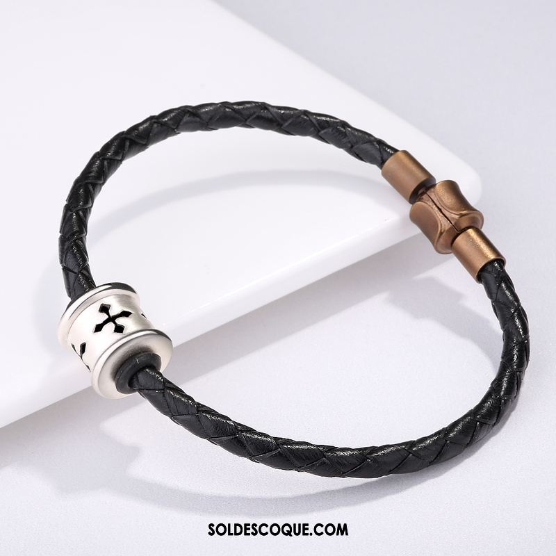 Bijoux En Argent Homme Personnalité Pure Bracelet Tendance Noir Pas Cher