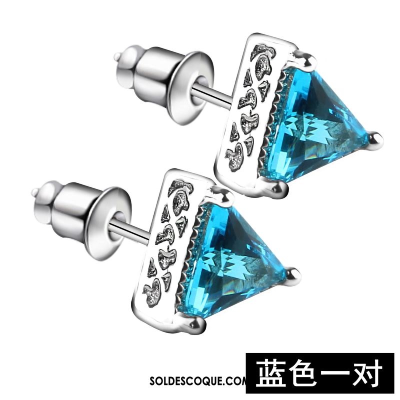 Bijoux En Argent Homme Tempérament Triangle Créatif Tendance Bleu Pas Cher