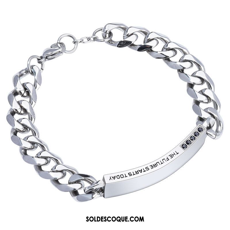 Bijoux En Argent Homme Étudiant Simple Métal Tendance Argenté Pas Cher