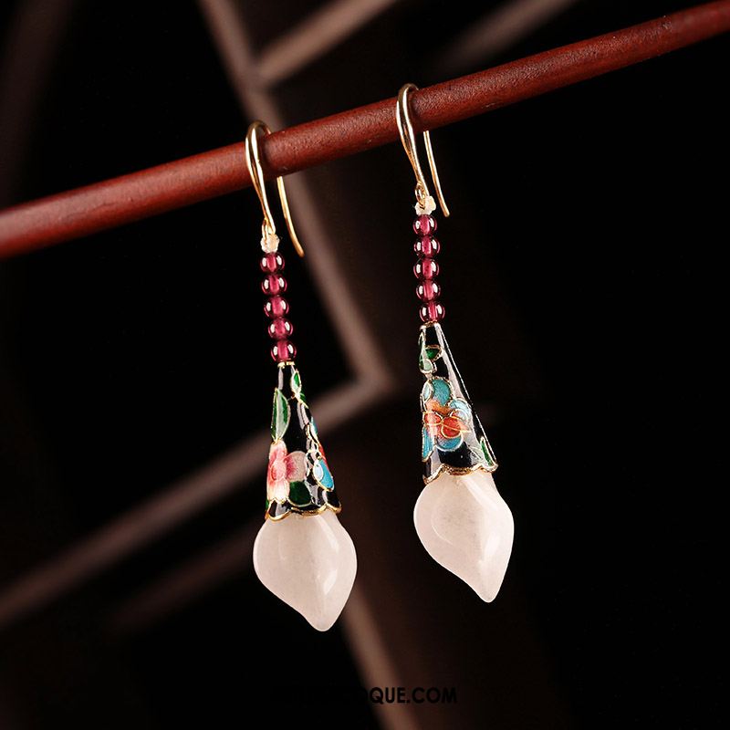 Boucles D'oreilles Femme Blanc Tempérament Accessoires Personnalité Rétro En Ligne