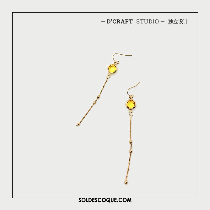 Boucles D'oreilles Femme Exquis Longue Tempérament Jaune Argenté Soldes