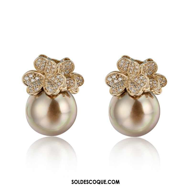 Boucles D'oreilles Femme Fleurs All-match Perle Simple Tempérament Soldes