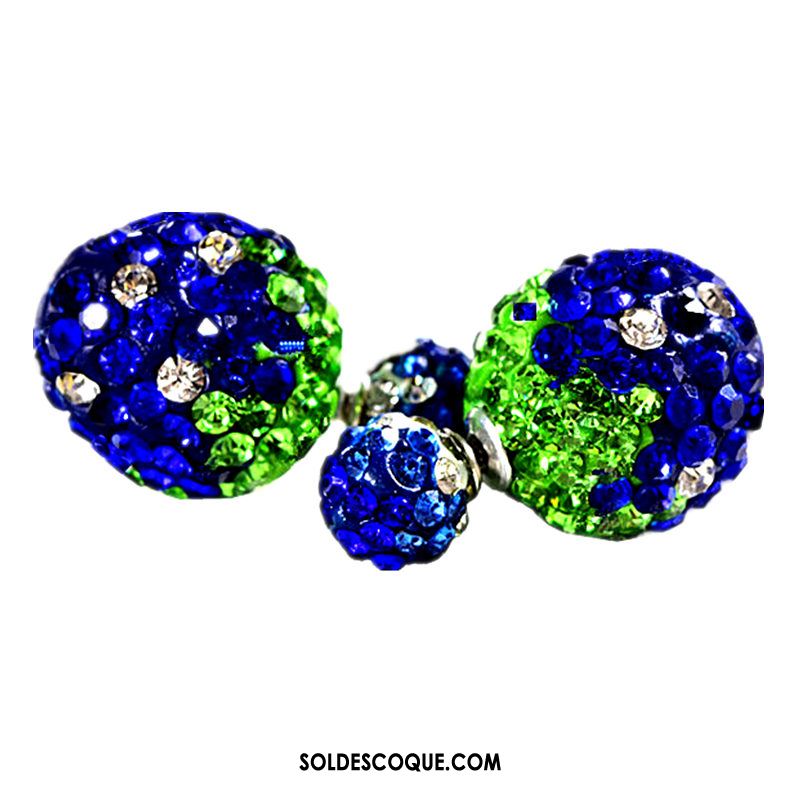 Boucles D'oreilles Femme Mode Bleu Sided Fraise Perle Soldes