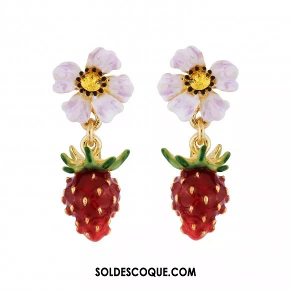 Boucles D'oreilles Femme Petit Tassel Rouge Fraise Fleurs En Ligne