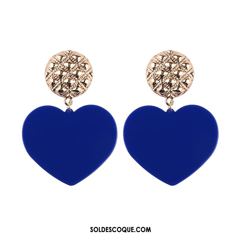 Boucles D'oreilles Femme Résine Cœur Ultra Bleu Foncé Couleurs De Bonbon Pas Cher