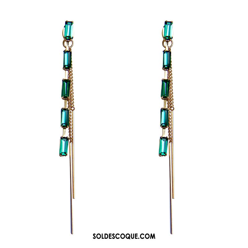 Boucles D'oreilles Femme Rétro Tempérament Soie Vert All-match Soldes