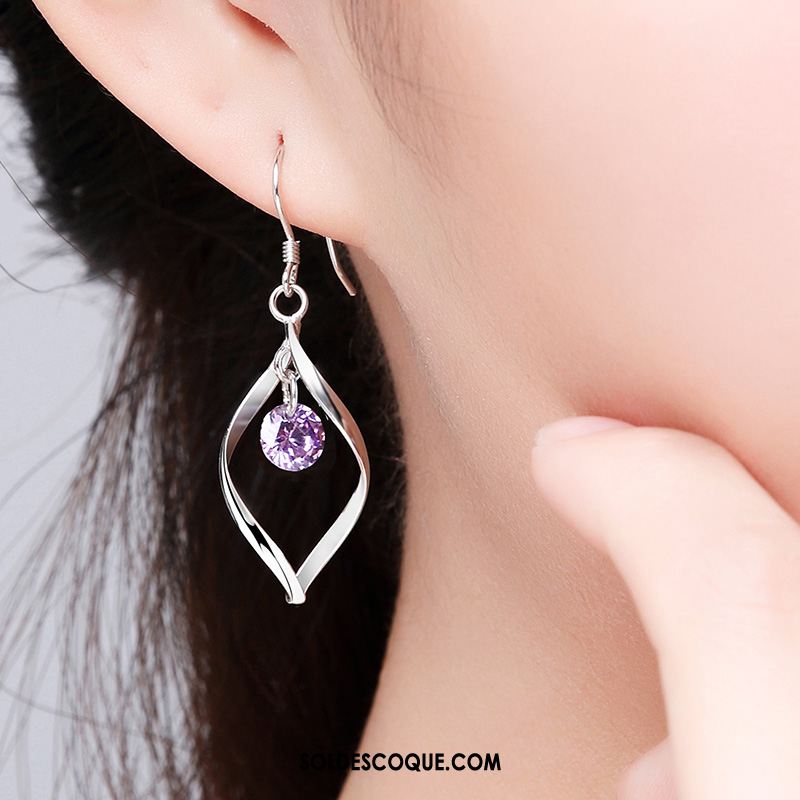 Boucles D'oreilles Femme Visage Rond Court Cœur Tempérament Violet Pas Cher