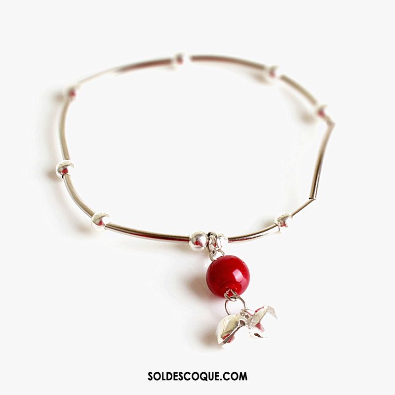 Bracelet De Cheville Femme Mode Accessoires Bracelet Argenté Rouge Pas Cher