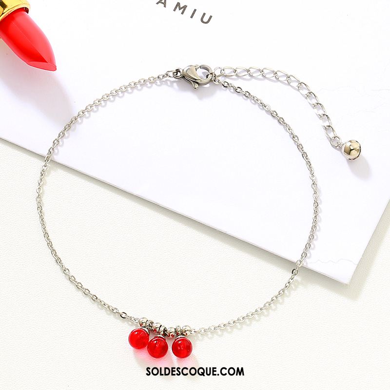 Bracelet De Cheville Femme Rouge Simple Couleur Tassel Argenté En Vente