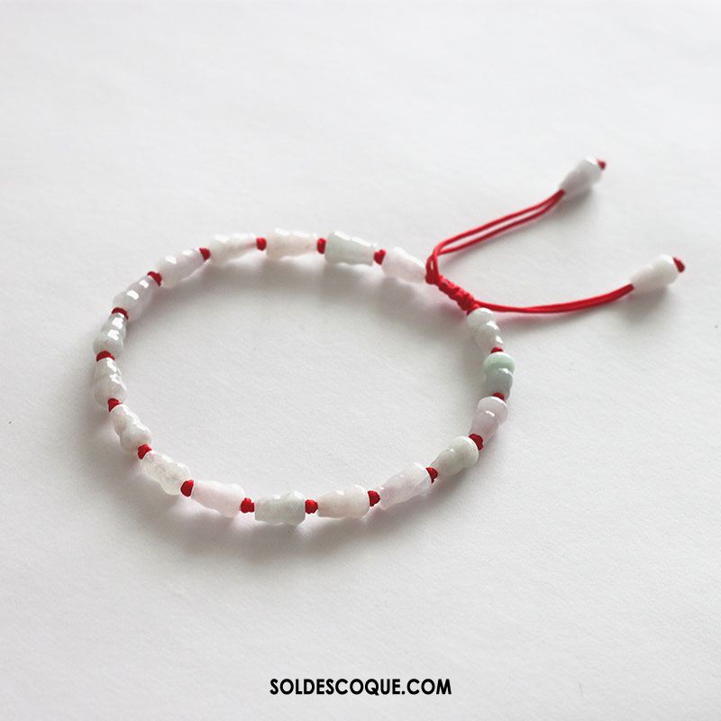 Bracelet De Cheville Femme Rétro Blanc Folk-custom Rouge Manuel France