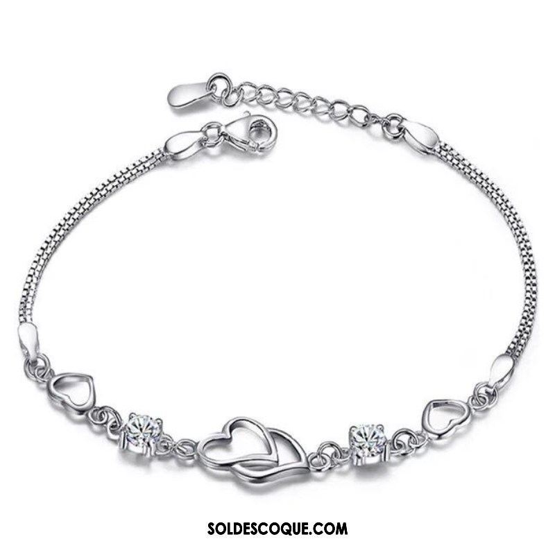 Bracelets Femme Argenté En Forme De Coeur Simple Cœur Bracelet Soldes