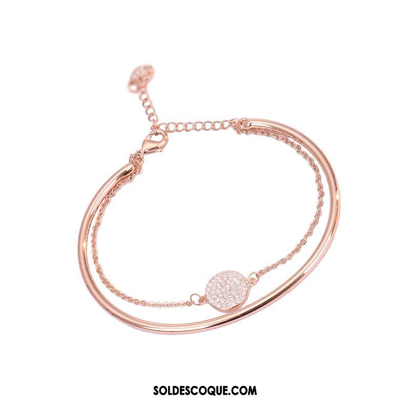 Bracelets Femme Tempérament Accessoires Cristal Rose Couche Double Pas Cher