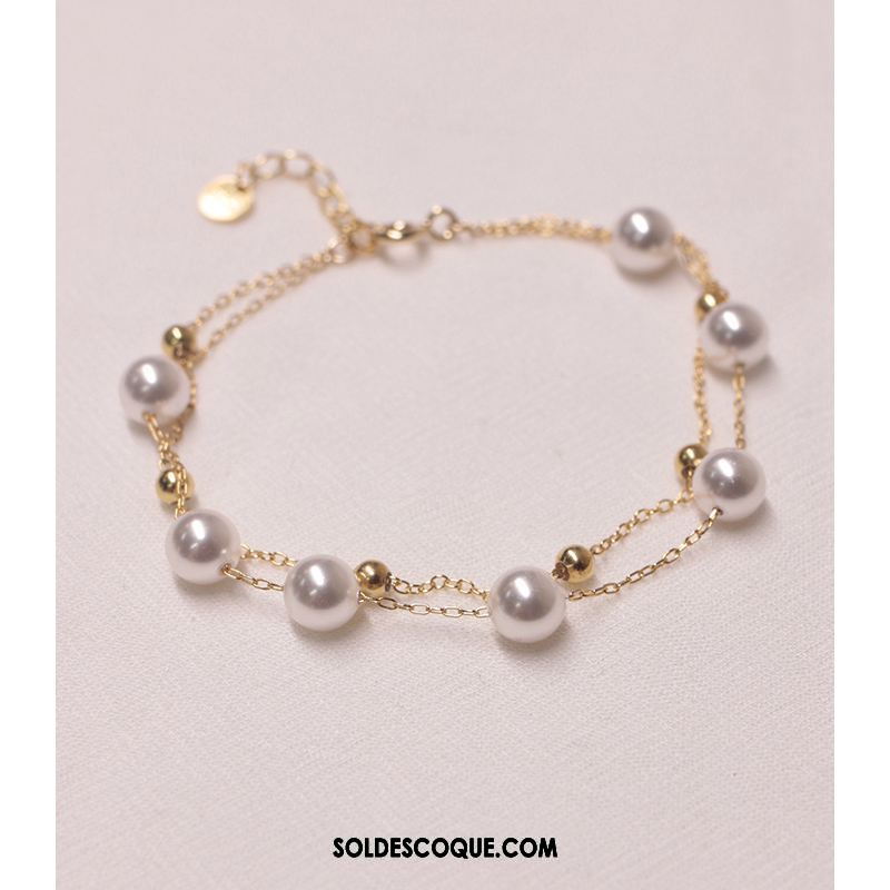 Bracelets Femme Tendance Bracelet Couche Double Pure Perle Soldes