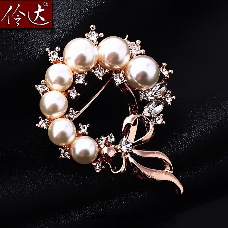 Broche Femme Simple Arc Mode Écharpe Perle Soldes