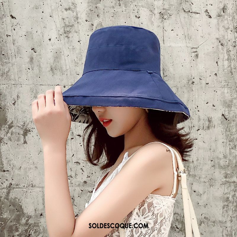 Casquette Chapeau Femme Bleu Été Gros Ombre All-match Pas Cher